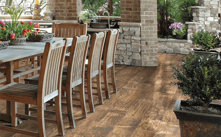 wood look tile on patio